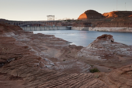 Reservoir at Glen Canyon Dam, Lake Powell, Page, Arizona, USAのeditorial素材