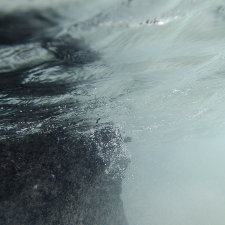 Bubbles underwater, Puerto Egas, Santiago Island, Galapagos Islands, Ecuadorの写真素材