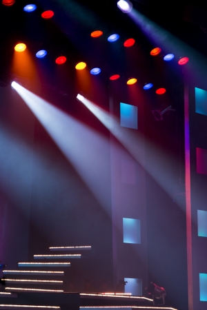 Concert stage lights, Hughes American Family Theater, Branson, Taney County, Missouri, USAのeditorial素材