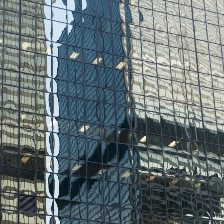 Low angle view of an office building, Wacker Drive, Chicago, Cook County, Illinois, USAの写真素材