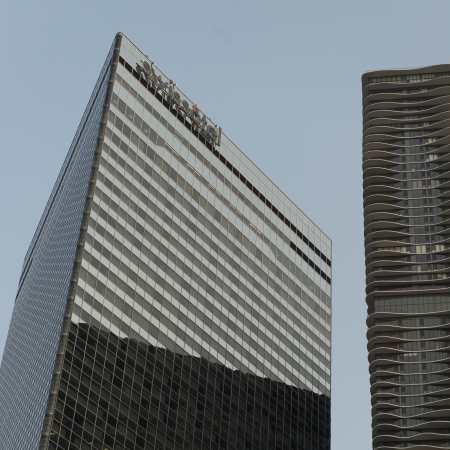 Low angle view of skyscrapers, Chicago, Cook County, Illinois, USA