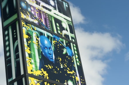 Blue Man Group Billboard at Sharp Aquos Theatre, Universal CityWalk, Orlando, Florida, USAのeditorial素材