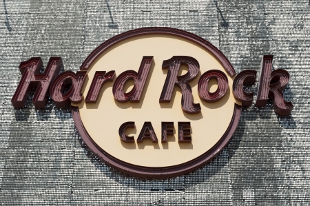 Hard Rock Cafe sign at the Universal Studios, Orlando, Florida, USAのeditorial素材