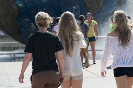 Tourists at an Amusement Park, Universal Studios, Orlando, Florida, USAのeditorial素材