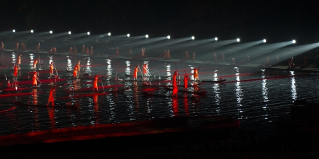 Impressions light show in the Yulong River, Yangshuo, Guilin, Guangxi Province, Chinaのeditorial素材