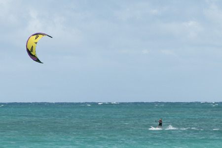 Person kiteboarding in the ocean, Kailua Beach, Kailua, Oahu, Hawaii, USAのeditorial素材