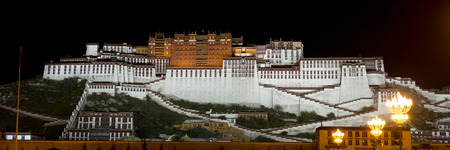 Potala Palace at night, Lhasa, Tibet, Chinaのeditorial素材