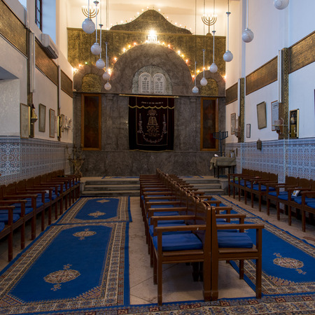 Interiors of Lezama Synagogue, Mellah, Medina, Marrakesh, Moroccoのeditorial素材