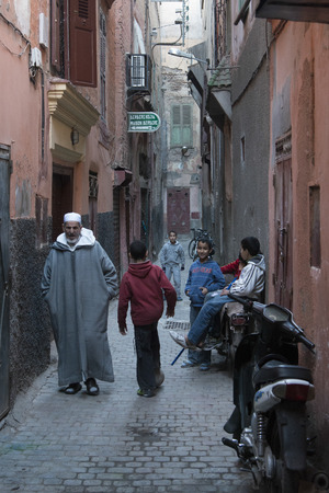 People on the street, Mellah, Marrakesh, Moroccoのeditorial素材