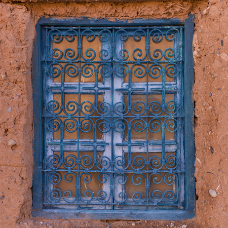 Window of a traditional house, Ouarzazate, Moroccoの写真素材