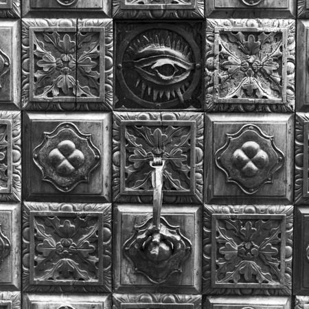 Full frame shot of antique doorway detail, Venice, Veneto, Italyの写真素材