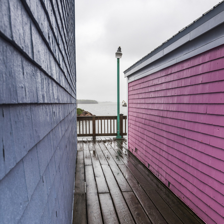 Colourful buildings in Spinnakers Landing, Summerside, Prince Edward Island, Canadaの写真素材