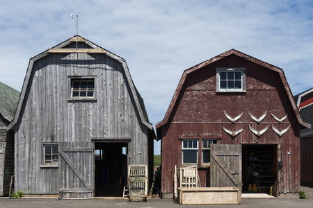 Fishing sheds at harbor, Lot 18, Prince County, Prince Edward Island, Canadaのeditorial素材
