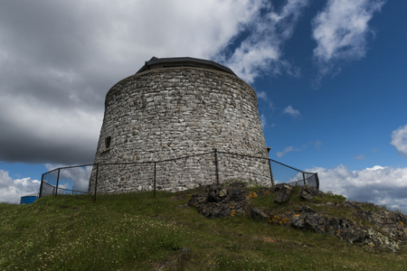 Historic Carleton Martello Tower against sky, Saint John, New Brunswick, Canadaの写真素材