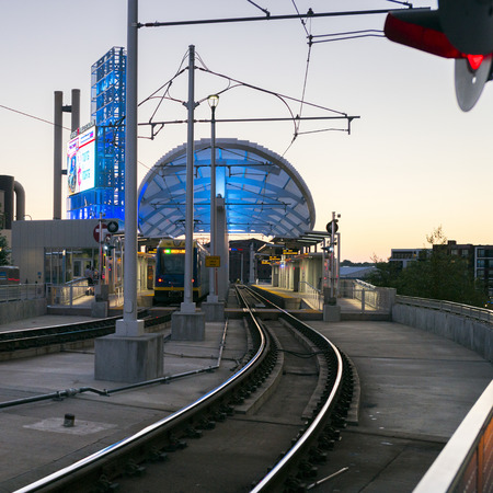 Railway station in Minneapolis, Hennepin County, Minnesota, USAのeditorial素材