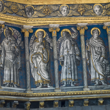 Painted Detail on Interior Wall of Siena Cathedral, Siena, Tuscany, Italy