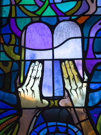 Stained glass in Great Synagogue, Jerusalem Israelのeditorial素材