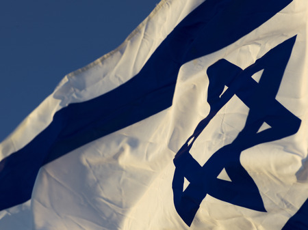 Close-up of Israeli Flag, Israelの写真素材