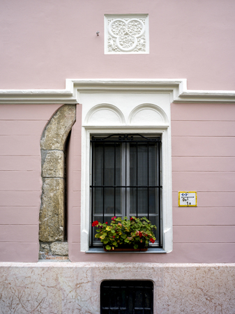 Planter in a window of a building, Buda's Castle District, Budapest, Hungaryのeditorial素材