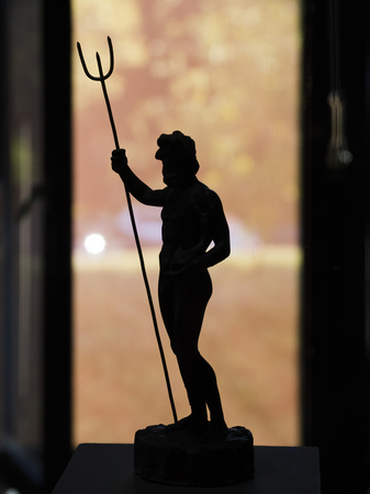 Silhouette of a sculpture at museum, Archaeological Museum of Iron Gates, Kladovo, Bor District, Serbiaのeditorial素材