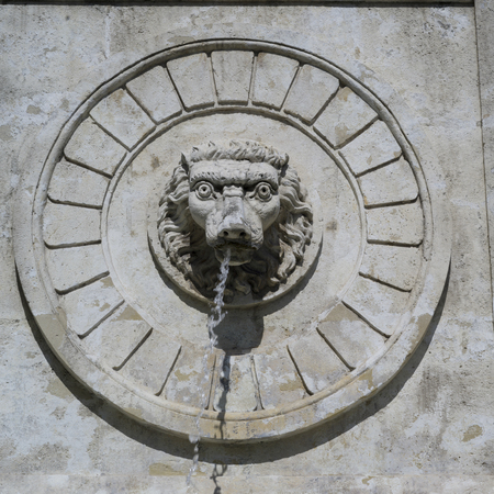 Low angle view of water flowing from a fountain, Belgrade, Serbiaの写真素材