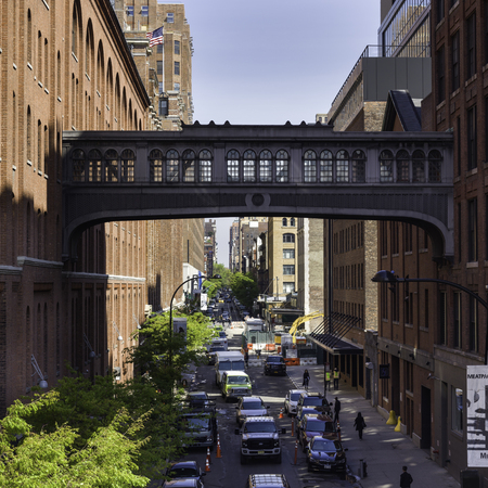 Traffic on the road, High Line Park, Manhattan, New York City, New York State, USA