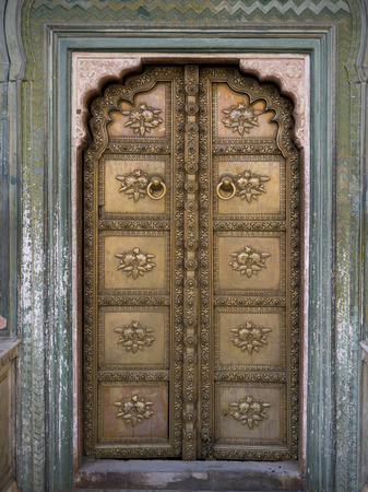 Details of door at Peacock Gate, City Palace, Jaipur, Rajasthan, Indiaのeditorial素材