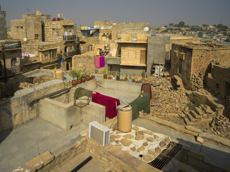Rooftop of building in city, Jaisalmer Fort, Jaisalmer, Rajasthan, Indiaのeditorial素材