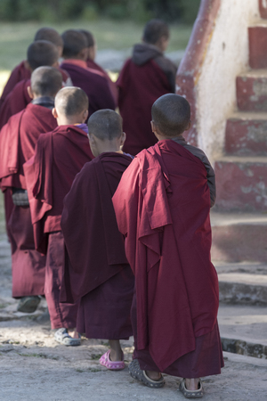Buddhist monks in Rinchenpong Monastery, Rinchenpong, Sikkim, Indiaの写真素材