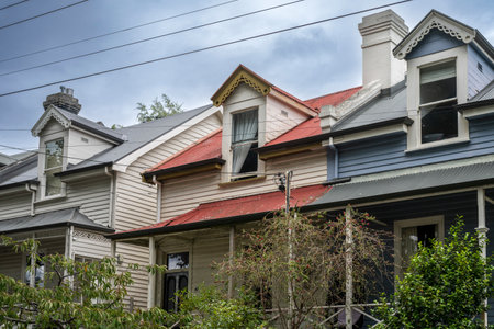 Homes along a street in Hobart, which is the capital of Australia's island state of Tasmaniaのeditorial素材
