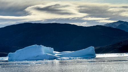 Icebergs floating in the Labrador Sea, Nuuk Fjord, Sermersooq, Greenlandのeditorial素材