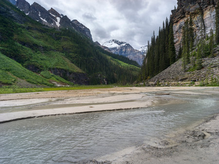 Lake Louise and Rocky Mountains, Banff National Park, Alberta, Canadaのeditorial素材
