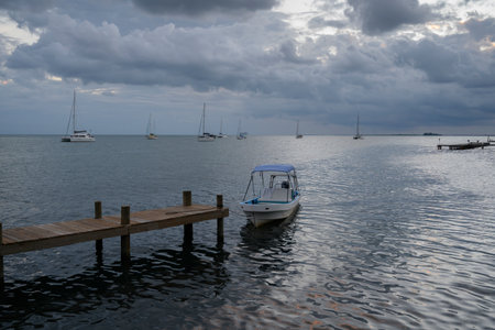 Boat moored at dock, Belizeのeditorial素材