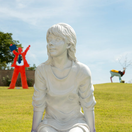 Close-up of a girl's statue in park, Suwon, South Koreaのeditorial素材