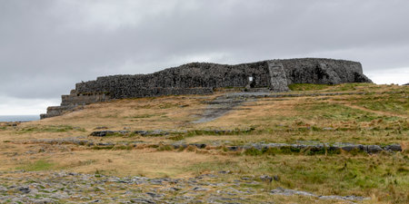 Prehistoric fort of Dun Aonghasa, Kilronan, Inishmore, Aran Islands, County Galway, Republic of Irelandのeditorial素材