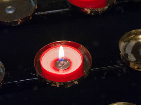 Close-up of candle burning in Cathedral of the Immaculate Conception, Sligo, County Sligo, Republic of Irelandのeditorial素材