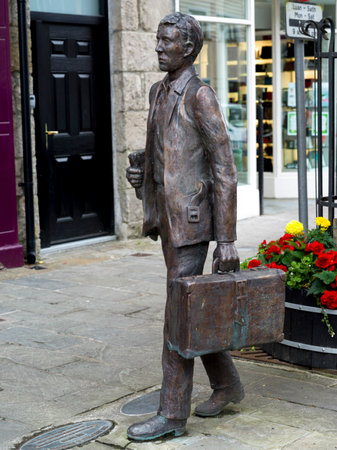 I'll Send You The Fare, bronze sculpture by Sally McKenna, Kiltimagh, County Mayo, Republic of Irelandのeditorial素材