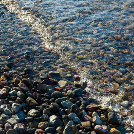 Stones on the coast, Waterton Lakes National Park, Alberta, Canadaのeditorial素材
