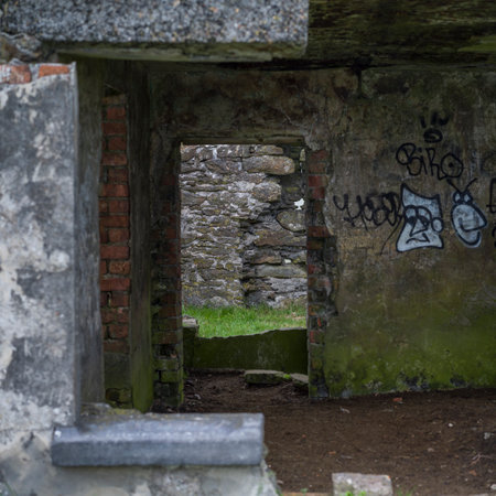 Graffiti on the wall of abandoned building, Achill Head Hike, Achill Island, County Mayo, Irelandのeditorial素材