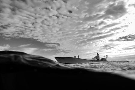 Boat in the sea, Belizeのeditorial素材