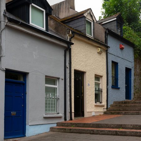 Footpath along residential district, City of Cork, County Cork, Irelandのeditorial素材