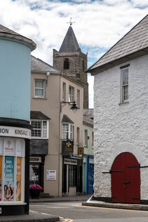 Church and retail stores, Kinsale, County Cork, Irelandのeditorial素材