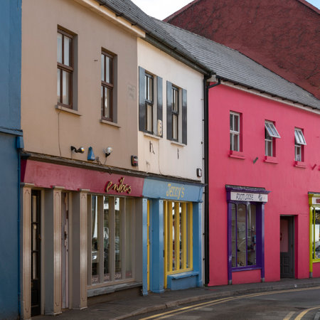 View of street and retail stores, Kinsale, County Cork, Irelandのeditorial素材