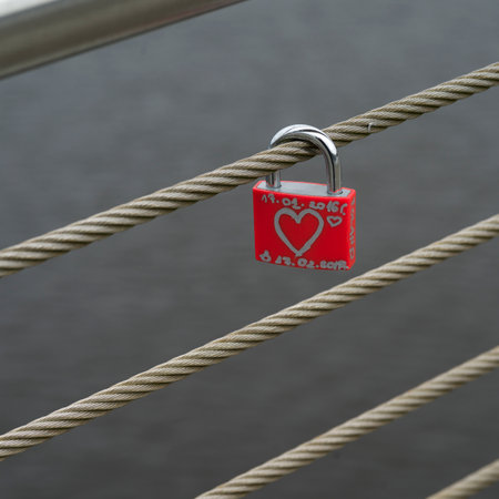 Close-up of love lock, Londonderry, Northern Ireland, United Kingdomのeditorial素材
