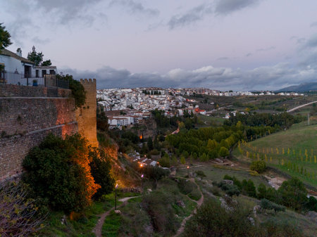 Overview of houses in a town, Ronda, Malaga Province, Spainのeditorial素材