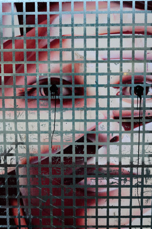 Painting of a woman, Plaza De La Corredera, Distrito Centro, Cordoba, Cordoba Province, Andalusia, Spainのeditorial素材