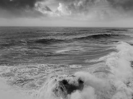 Scenic view of the beach, Nazare, Portugalのeditorial素材