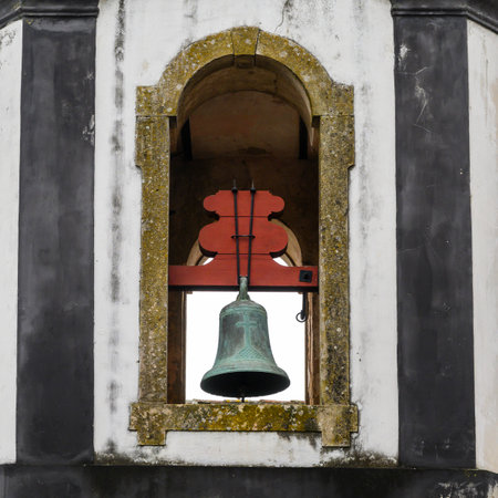 Low angle view of a bell tower, Obidos, Leiria District, Portugalのeditorial素材