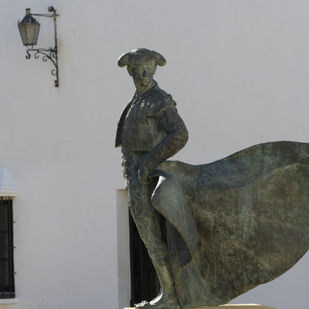 Bullfighter Cayetano statue in Ronda, Malaga Province, Spainのeditorial素材