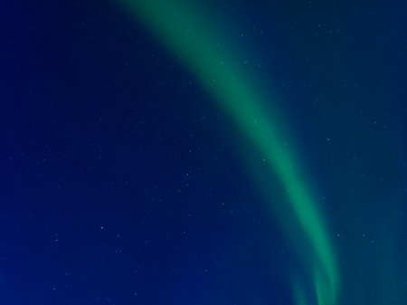 Northern lights in the night sky, Husavik, Norourping, Northeastern Region, Icelandのeditorial素材
